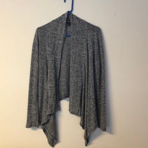 blue-gray cardigan